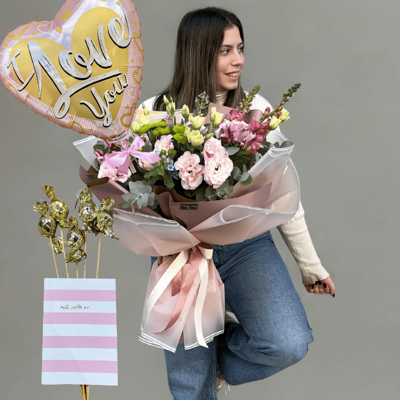 גולי עם בלון שוקולד וכרטיס ברכה