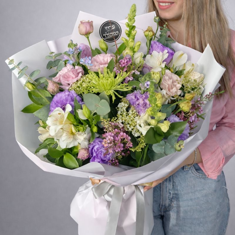 זר פרחים- אביב פסטלי