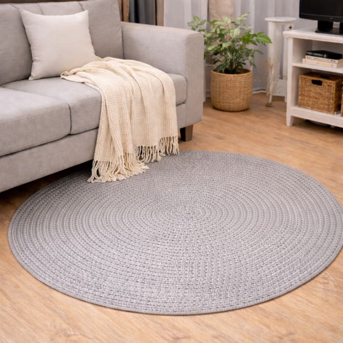 שטיח עגול סרוג אפור