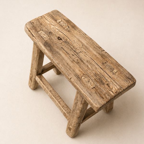 שרפרף עץ כפרי דקורטיבי